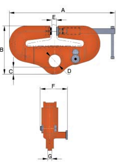 universal beam clamp dimensions